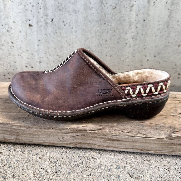 UGG WOMEN'S BROWN SUEDE MULES COMFORT SHOE SIZE 6 - Picture 2 of 14